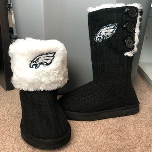 Philadelphia Eagles Knit Black Button Boots